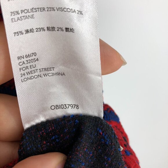 Free People red  & blue metallic Sunset puff sleeve cold shoulder mini dress L - Picture 14 of 16